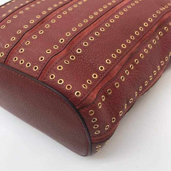 Michael Kors Brick Leather Brooklyn Grommet Feed Crossbody Bag - Picture 8 of 11